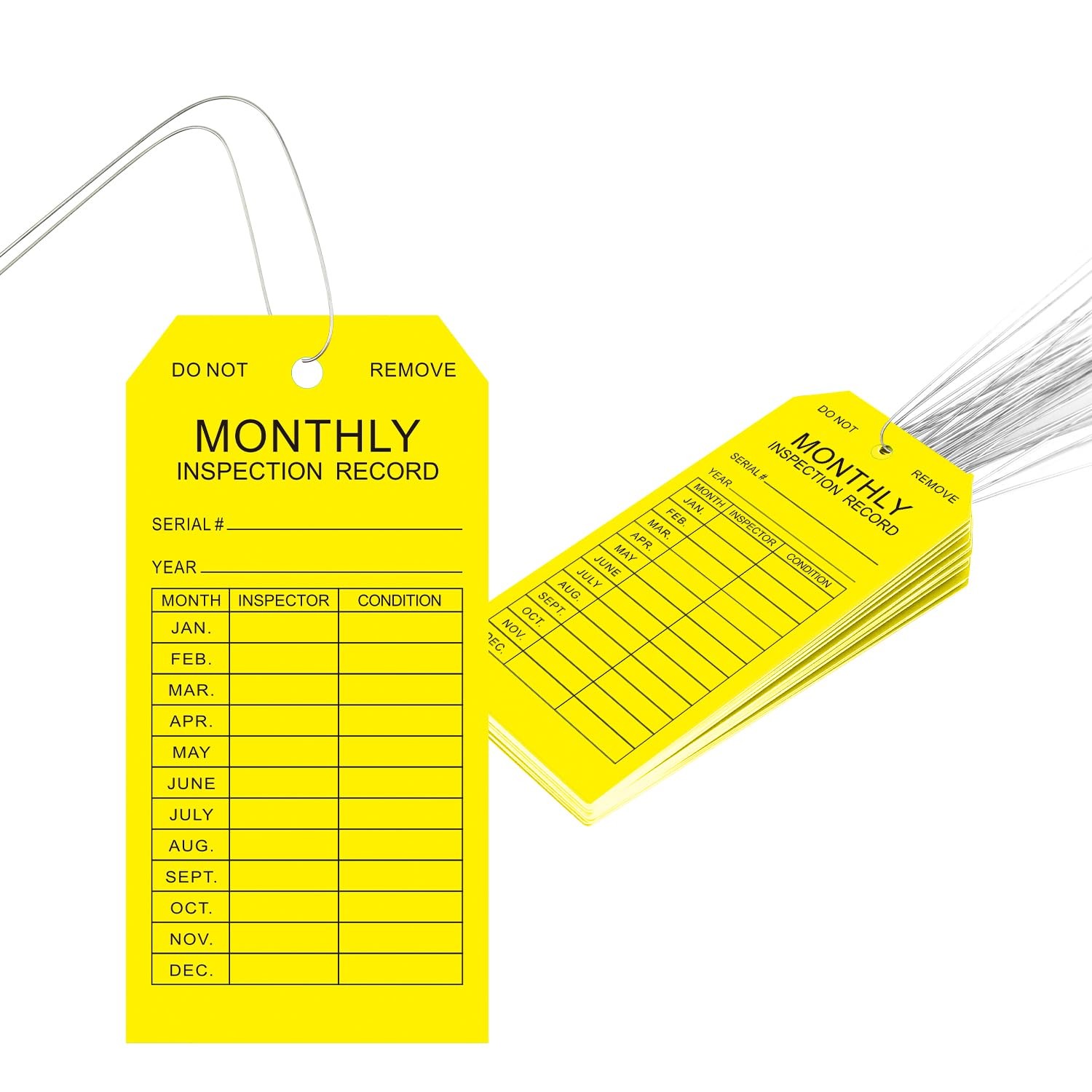 Monthly Inspection Tags (100-Pack), PVC-Plastic Tear & Water Resistant,Safety…