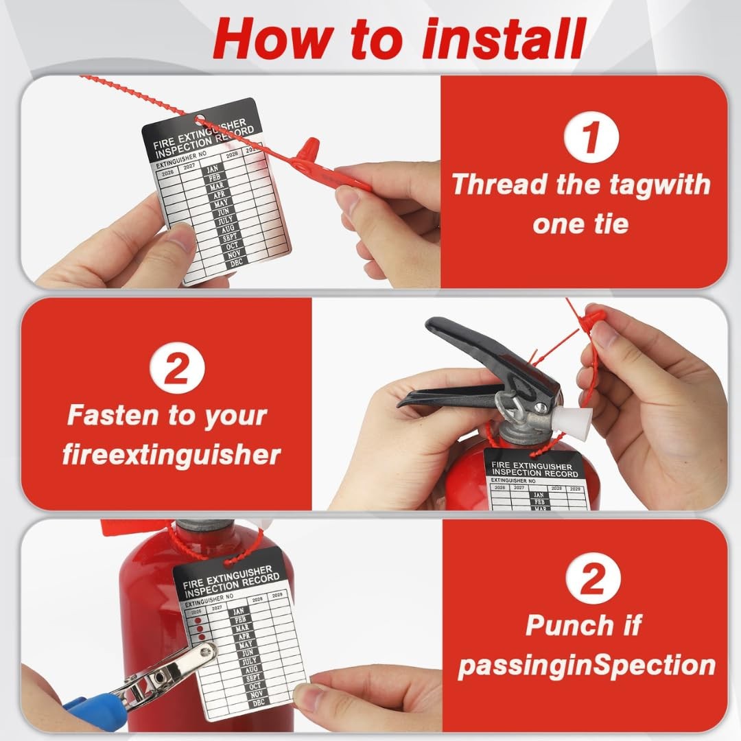 50 Sets 2026–2029 Fire Extinguisher Tags Aluminum Metal 50, 2026-2029