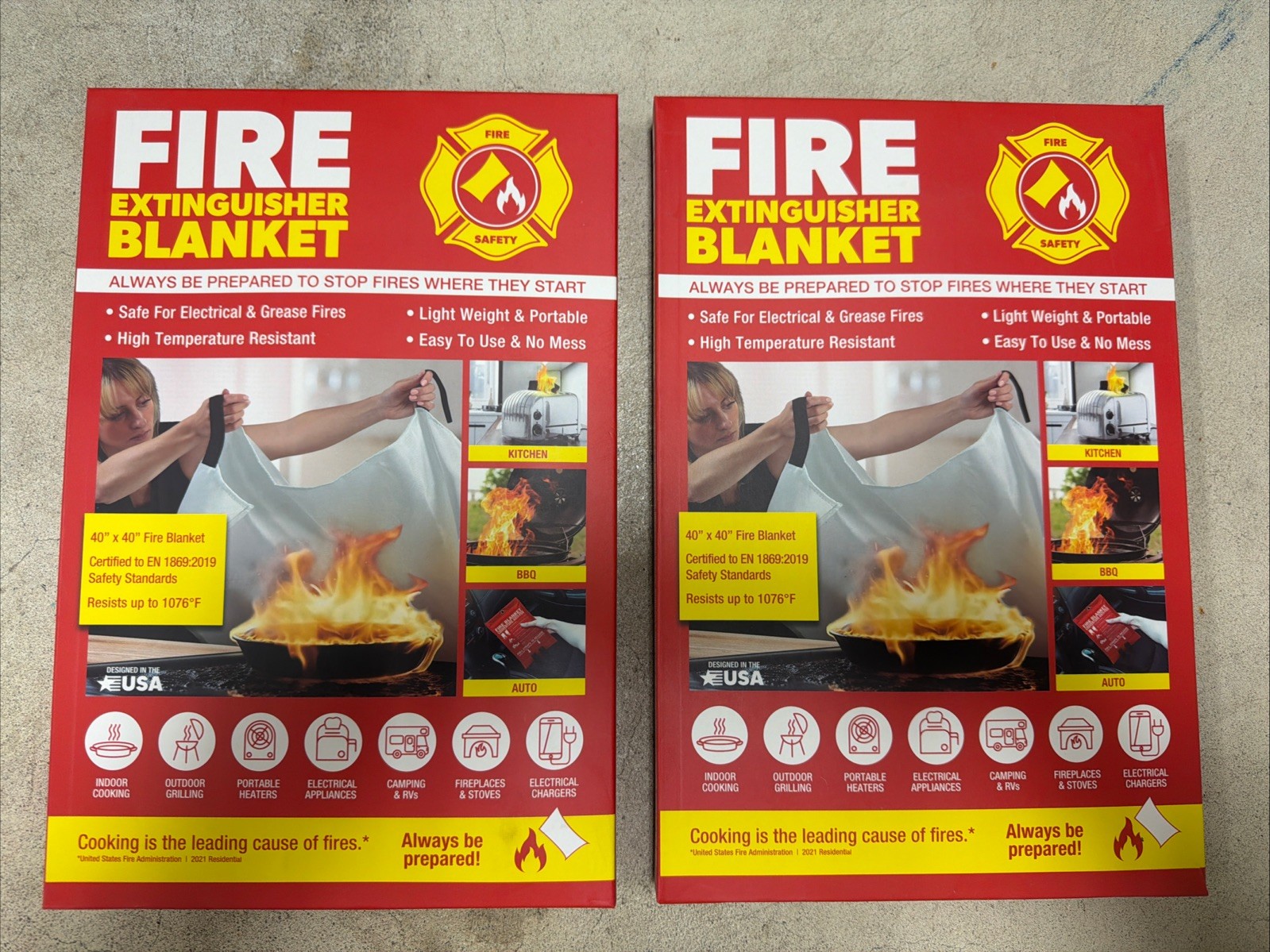 2-pack Klear Concepts 40″ X 40″ Fire Extinguisher Blanket Fire Suppression