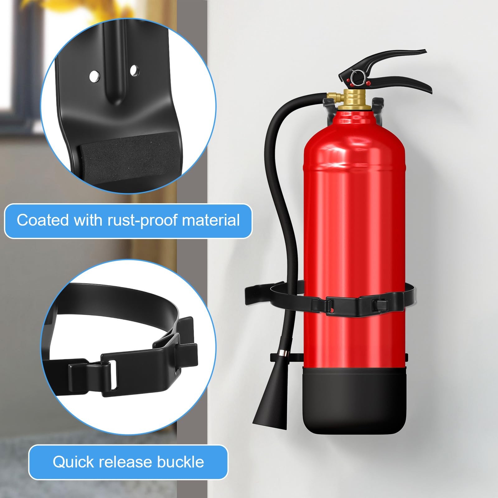 4 PCS Fire Extinguisher Mount Bracket 5 LB Metal Heavy Duty Wall Holder Car