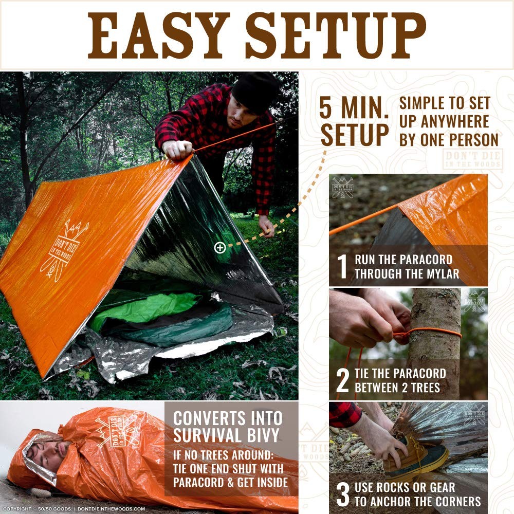Survival Tent Thermal Mylar Emergency Shelter Tube Camping Hiking Safety 1Pc