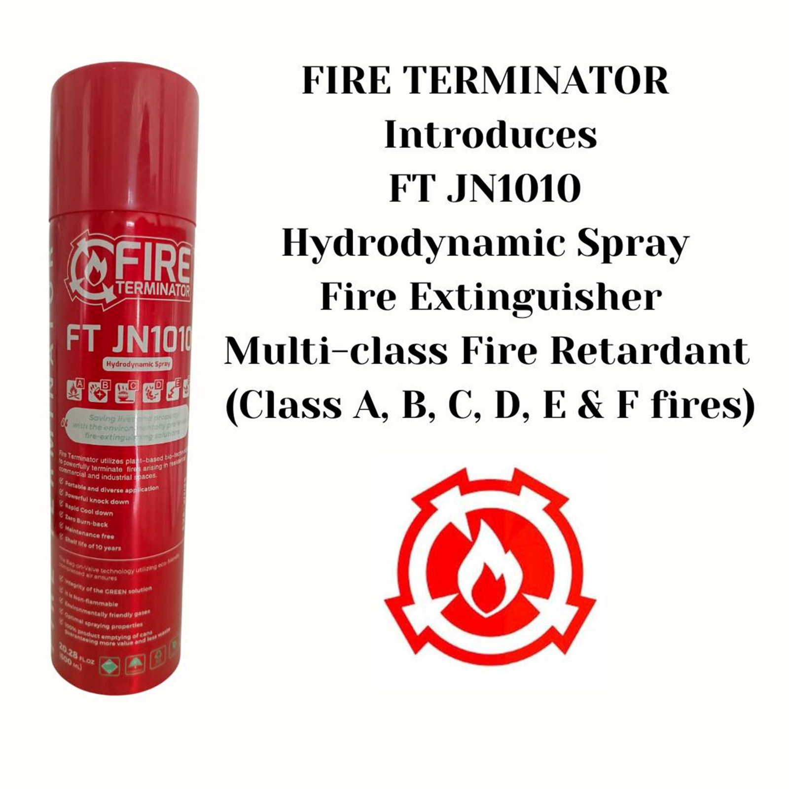 Fire Extinguisher Fire Terminator Class ABCDEF Hydrodynamic Spray FT JN1010