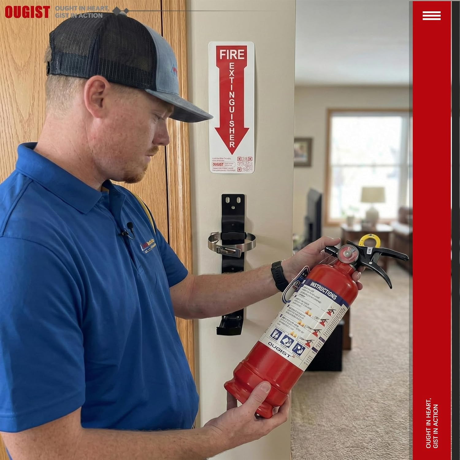 Ougist ABC Fire Extinguisher with Home Wall mount Bracket, Quick-Release Handle,