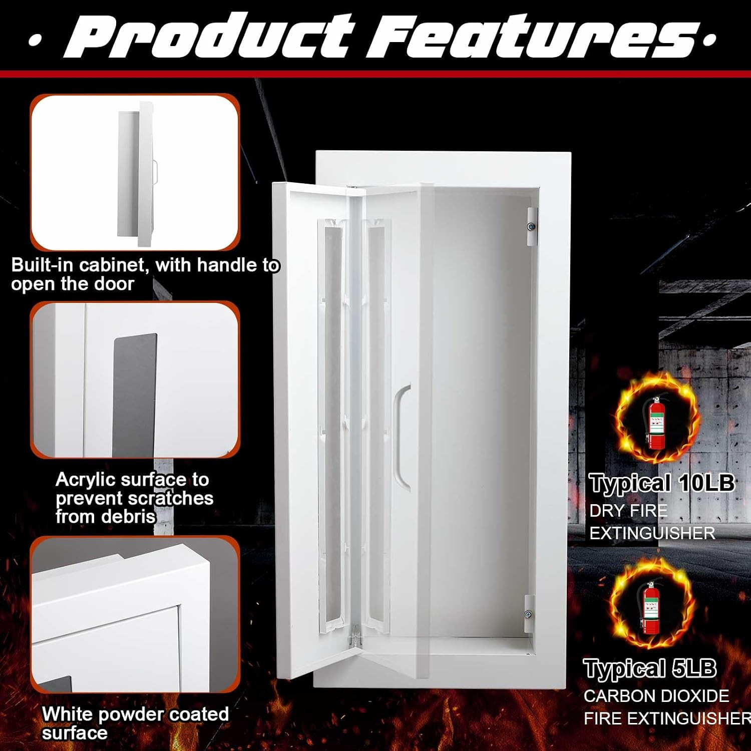 Semi-Recessed Fire Extinguisher Cabinet with Acrylic Sign Steel Fire Extinguishe
