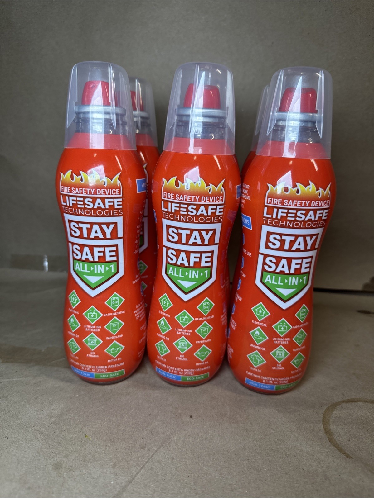 6x LifeSafe StaySafe Portable Fire Extinguisher Spray For Home & Travel