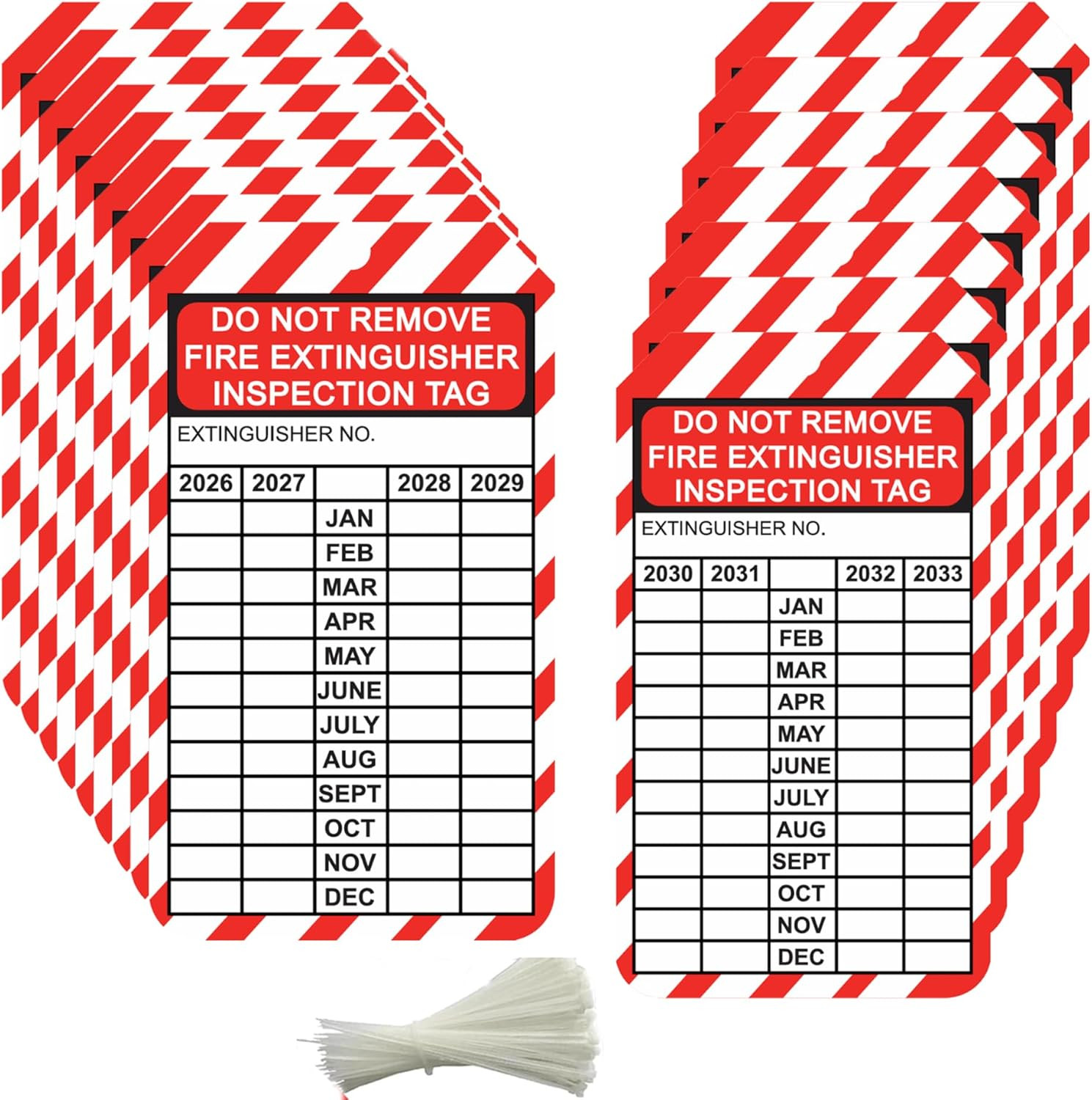 25 Pcs Fire Extinguisher Tags with Adjustable Wire Ties Monthly Inspection
