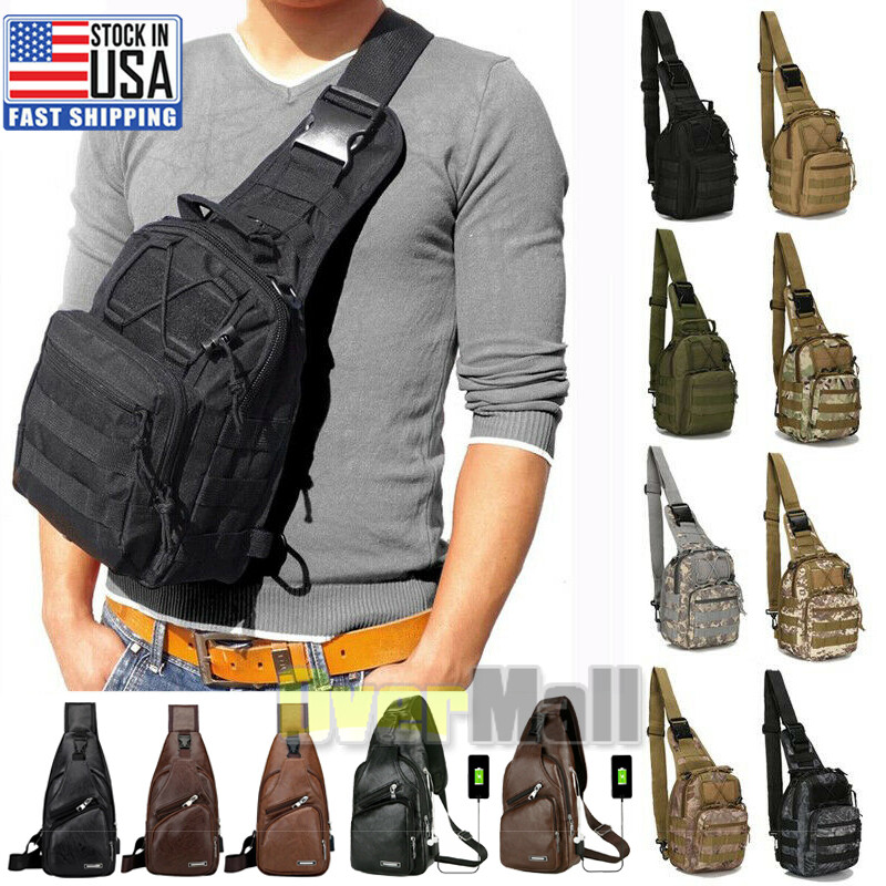 Men Backpack Tactical Sling Bag Chest Shoulder Fanny Pack Cross Body Pouch Sport