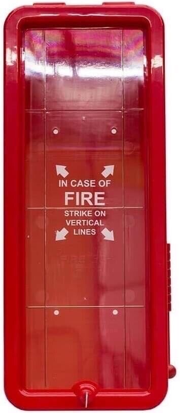 🔥🧯(ONE) NEW 5lb. FIRE EXTINGUISHER CABINET WITH PLEXI GLASS, LOCK & HAMMER🔥🧯