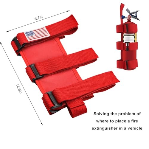 American flag pattern fire extinguisher holder for vehicles.