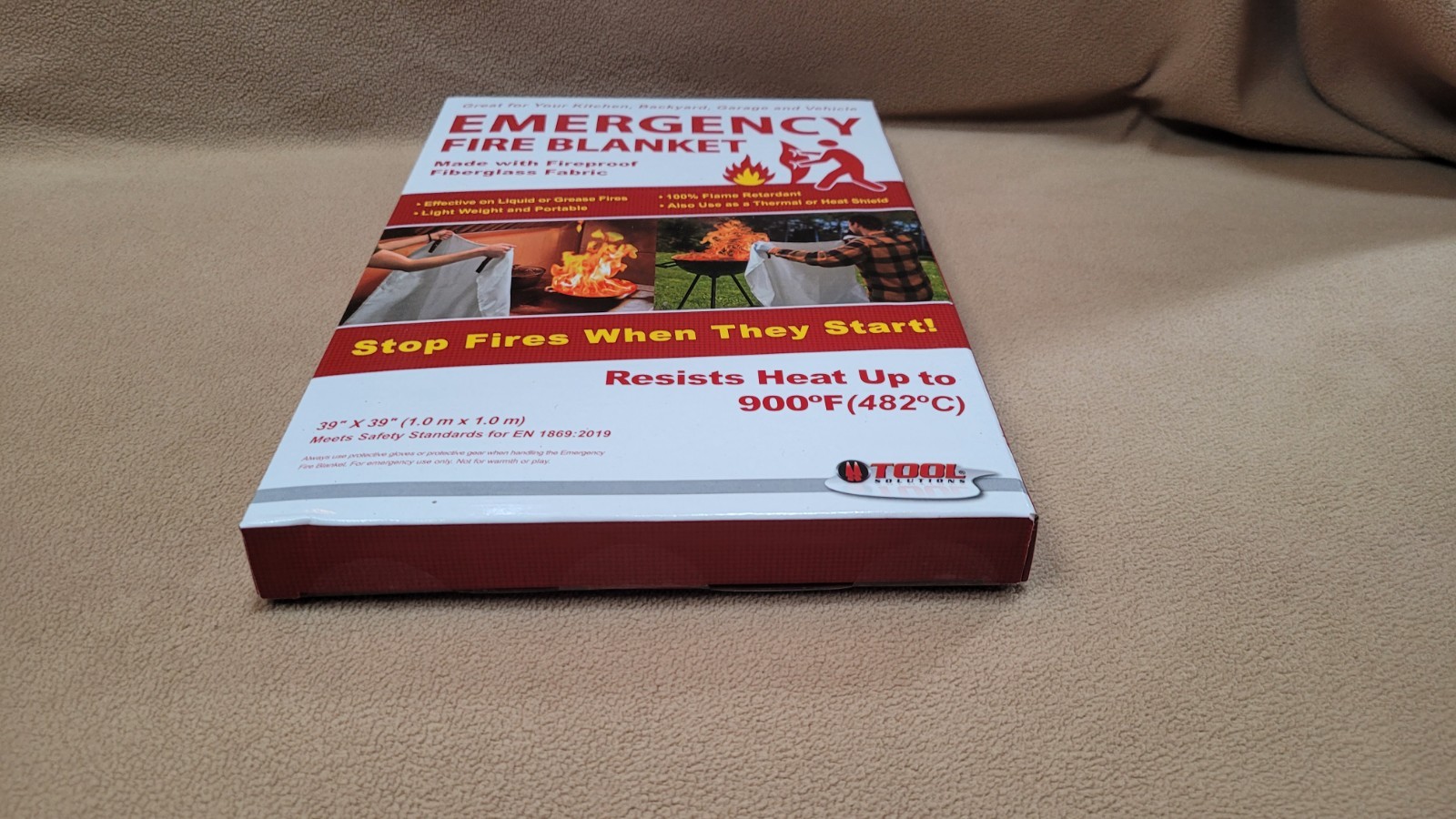 Emergency Fire Blanket 39” x 39” Kitchen Home Fiberglass Fireproof Heat Shield