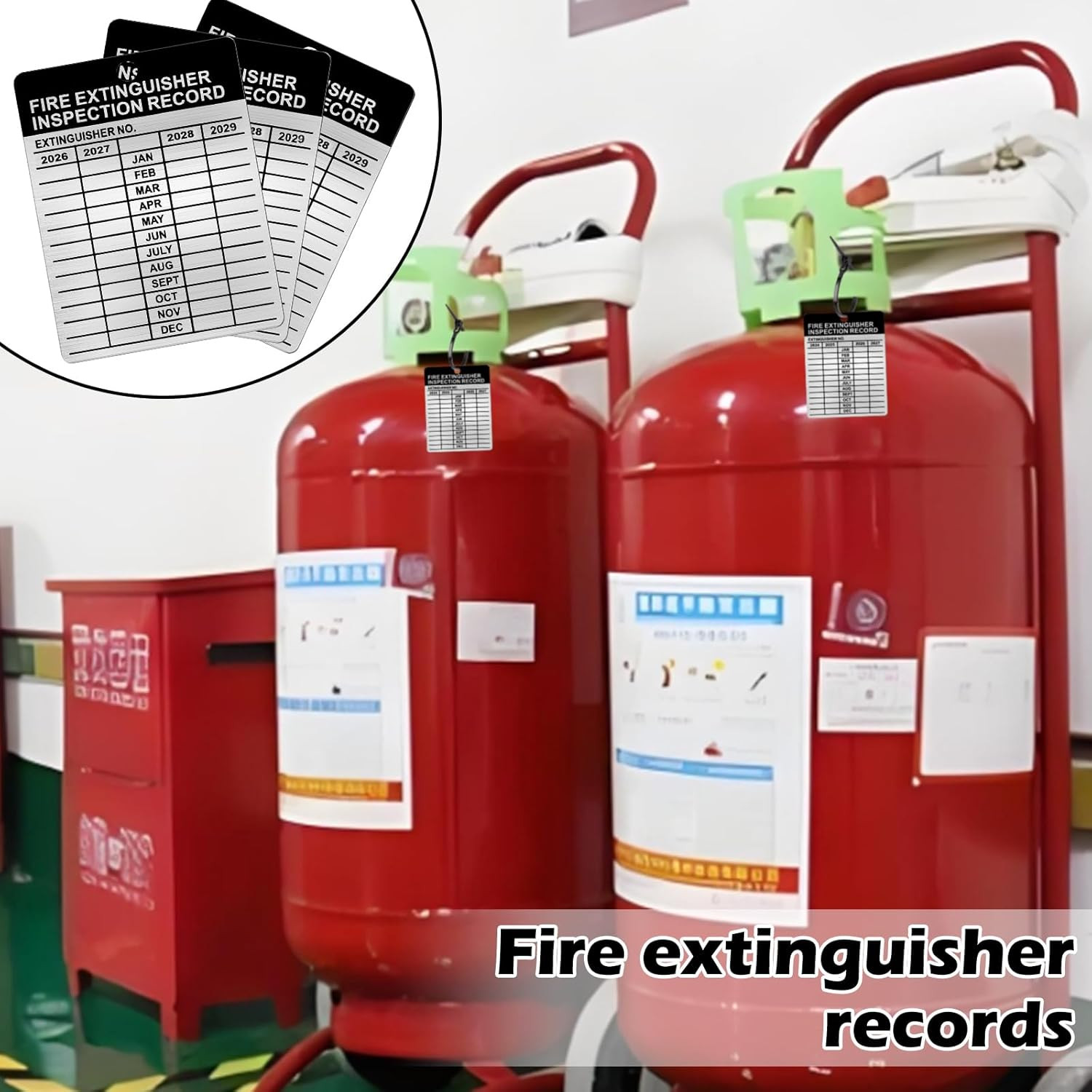 50 Sets Metal Inspection Tags Safety Inspection Tags Fire Extinguisher Inspectio