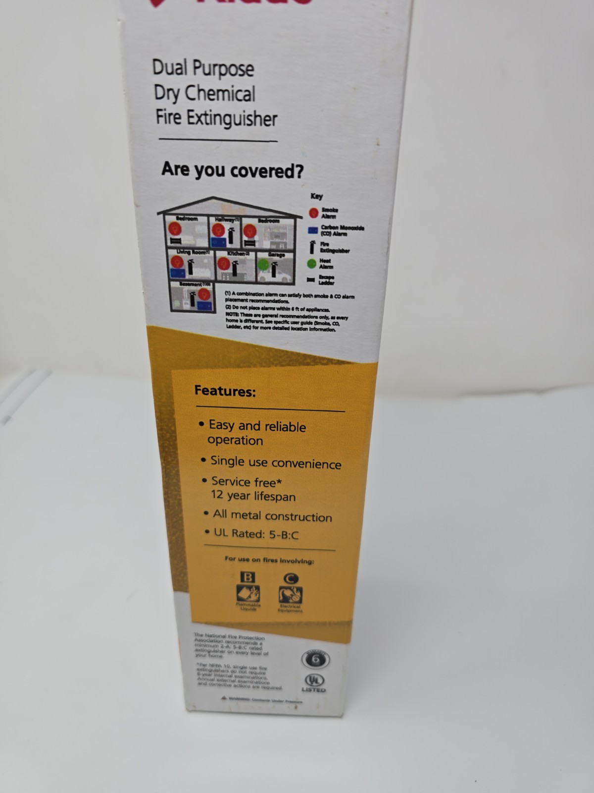 KIDDE DRY CHEMICAL FIRE EXTINGUISHER Home Car Auto Garage Kitchen Safety 5-B:C