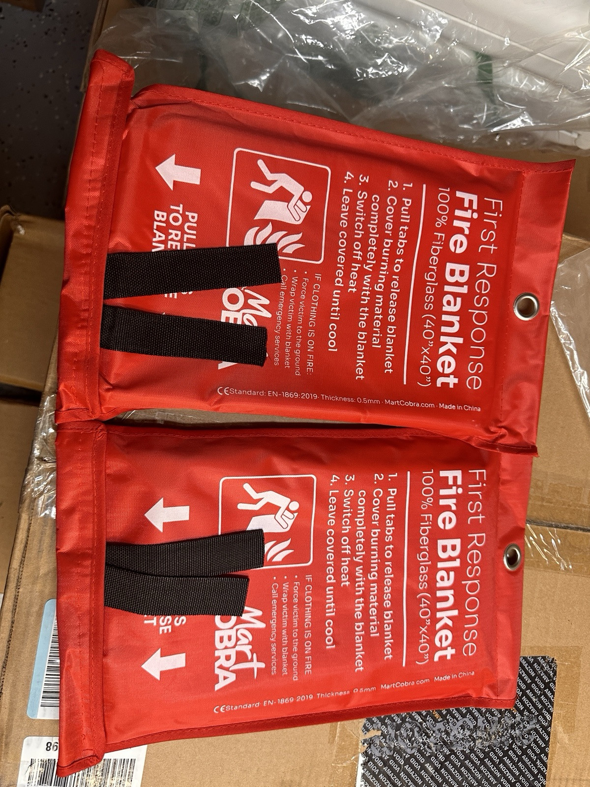 Pack Of 2 Mart Cobra First Response Fire Blanket 40×40 100% Fiberglass Home Use