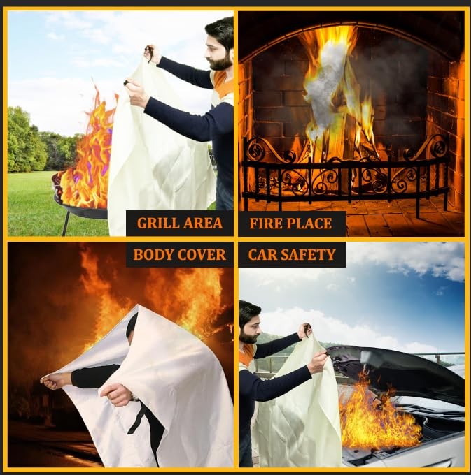 Fire Blanket for Home and Kitchen – XL Size – 2 Pack 47″ x 47″ W/Hooks – Weld…