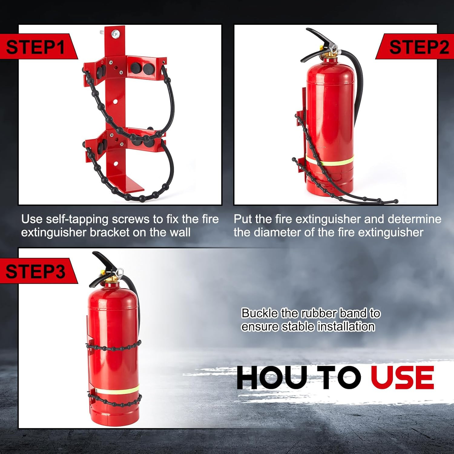 4 Pcs Fire Extinguisher Mount Bracket Adjustable, Supports up to 2.5 and 5Lb, He