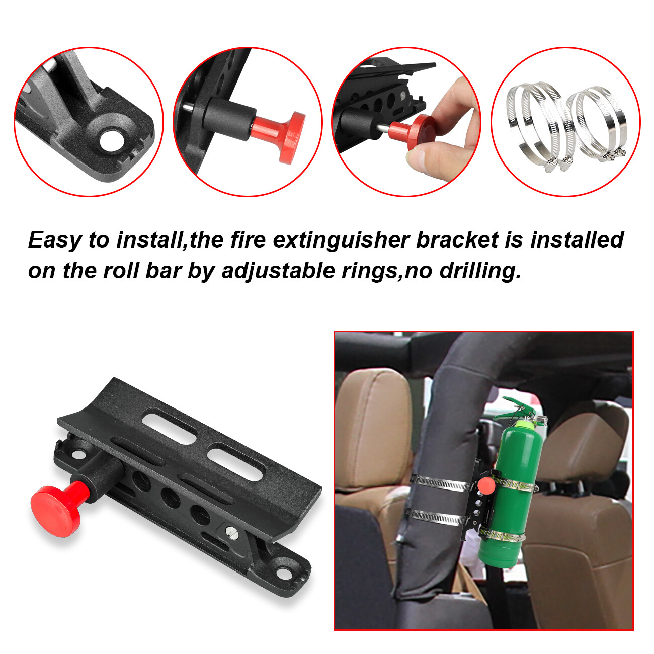 Car Fire Extinguisher Mounting Bracket Compatible with Polaris RZR Ranger