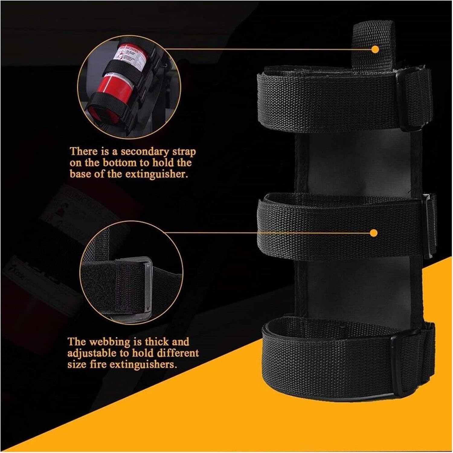 Effortless Installation Fire Extinguisher Holder for Jeep Wrangler, Black Finish