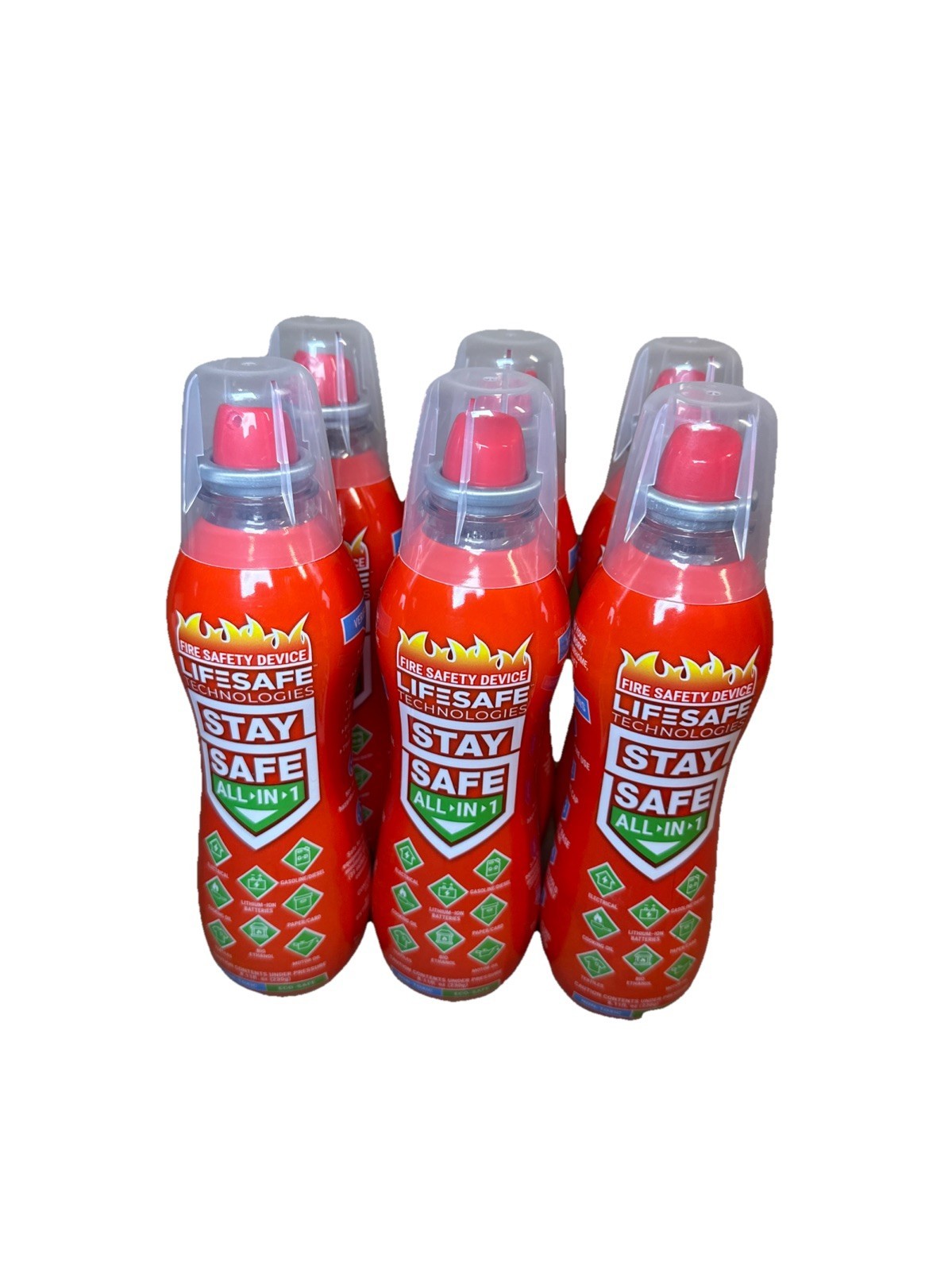 6x LifeSafe StaySafe Portable Fire Extinguisher Spray For Home & Travel