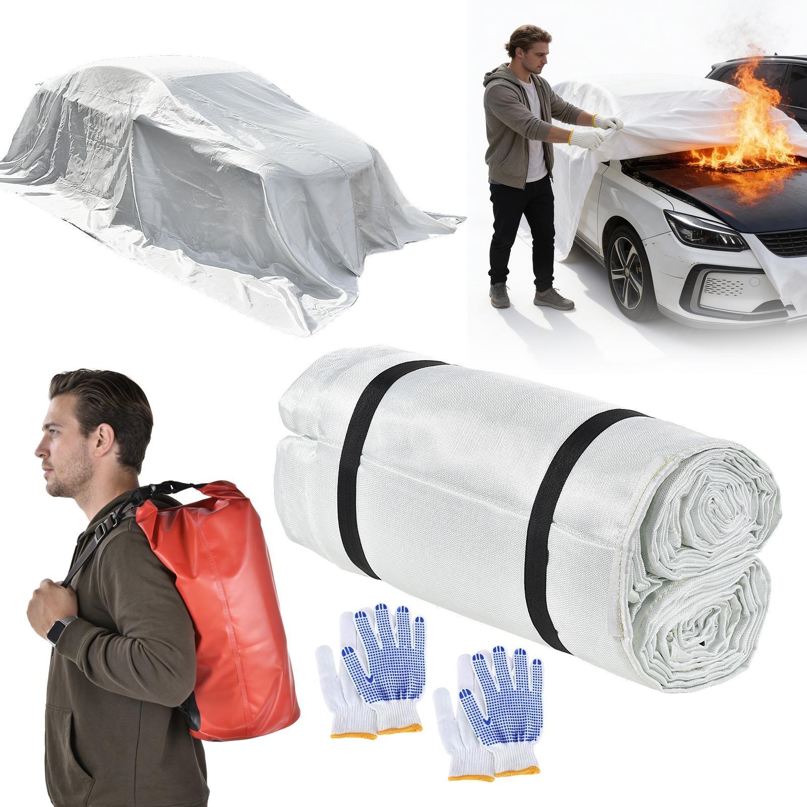 Emergency Fire Blanket for Car, Large Fiberglass Fire Suppression Blanket