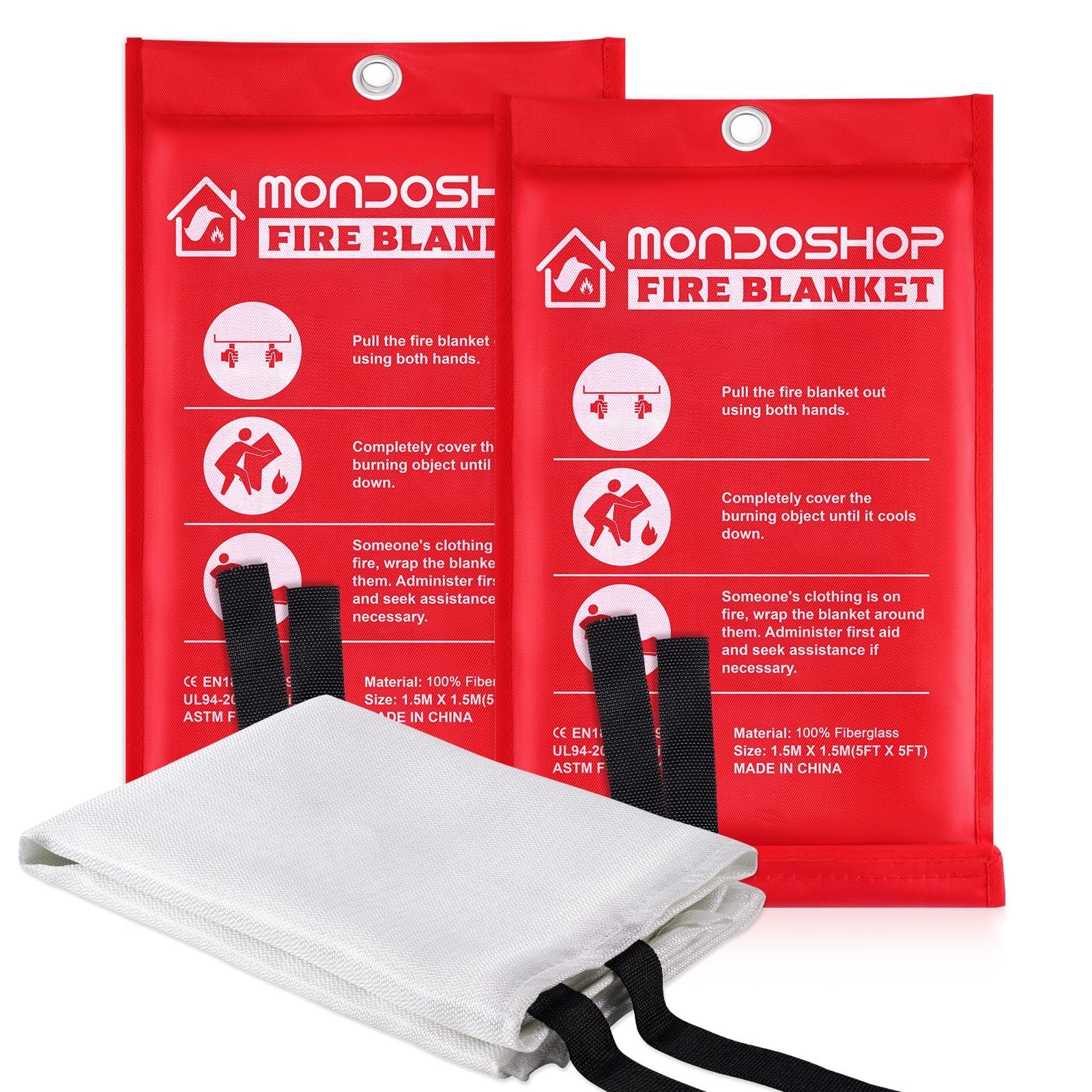 Fire Blanket Emergency 2 Pack 60″x60″ Home Kitchen Camping Car Office Safety