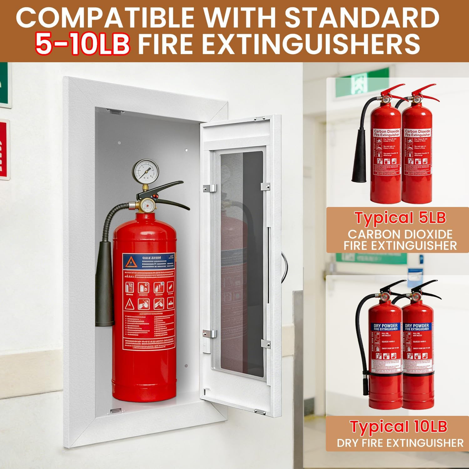 Recessed Fire Extinguisher Cabinet, Steel Fire Extinguishe Box with Acrylic Wind