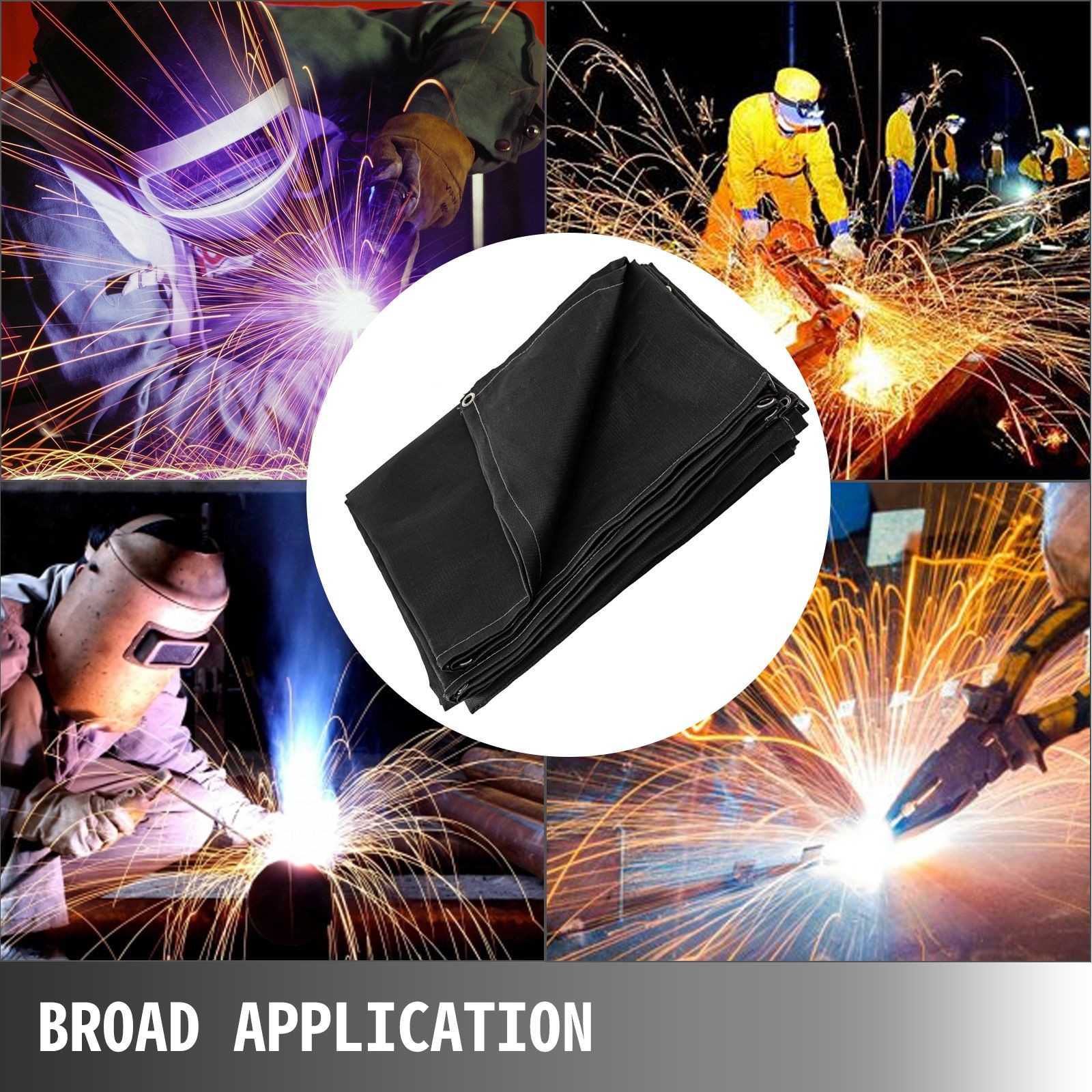 8’x10′ Fiberglass Fire Blanket, 550°C Rated, Flame Retardant with Brass Grommets