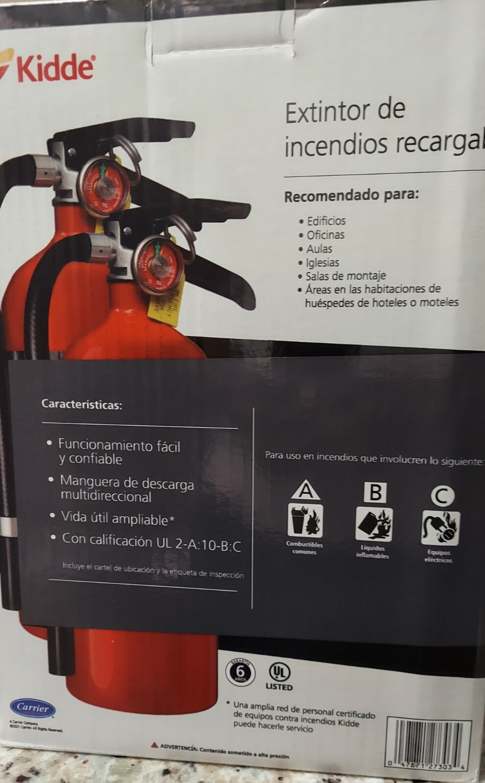 Kidde Pro 210 2A10BC Rechargeable Fire Extinguisher 7.5 lbs 10-15 ft Range 2 Pk