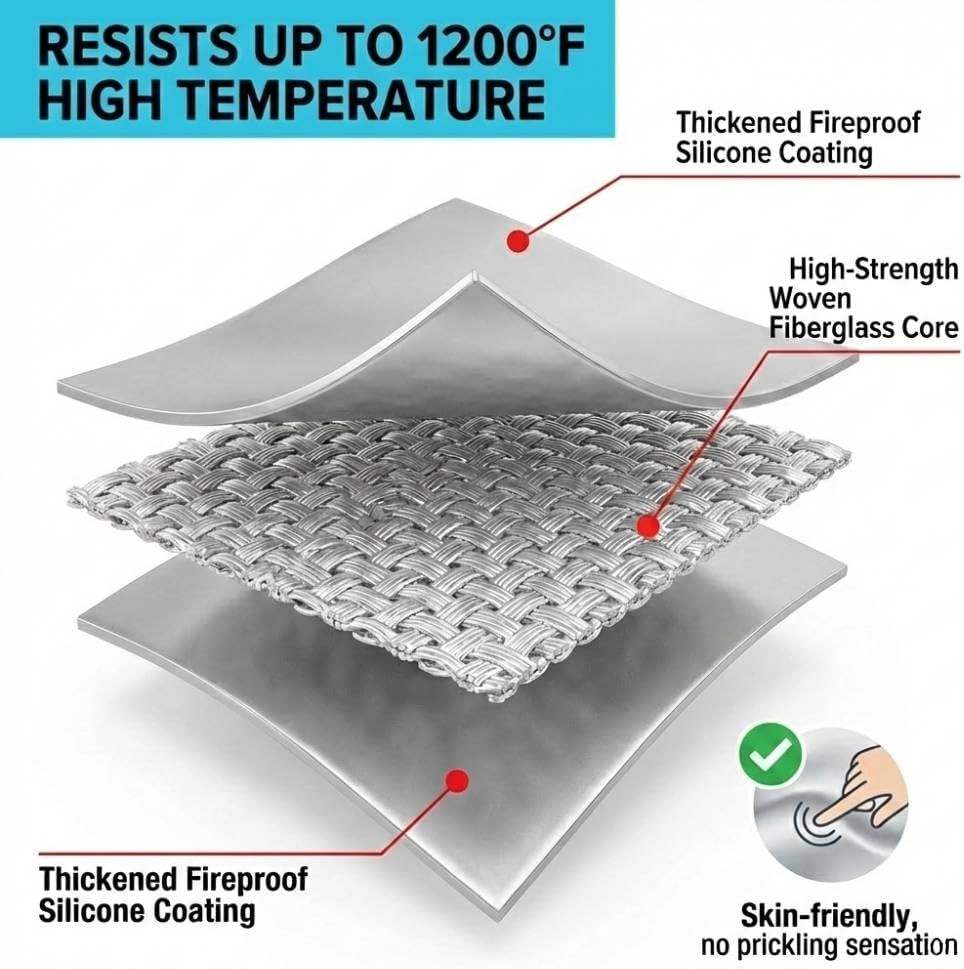 Emergency Fireproof Cloak with Hood – Silver Silicone Coated Fiberglass Fire Bla