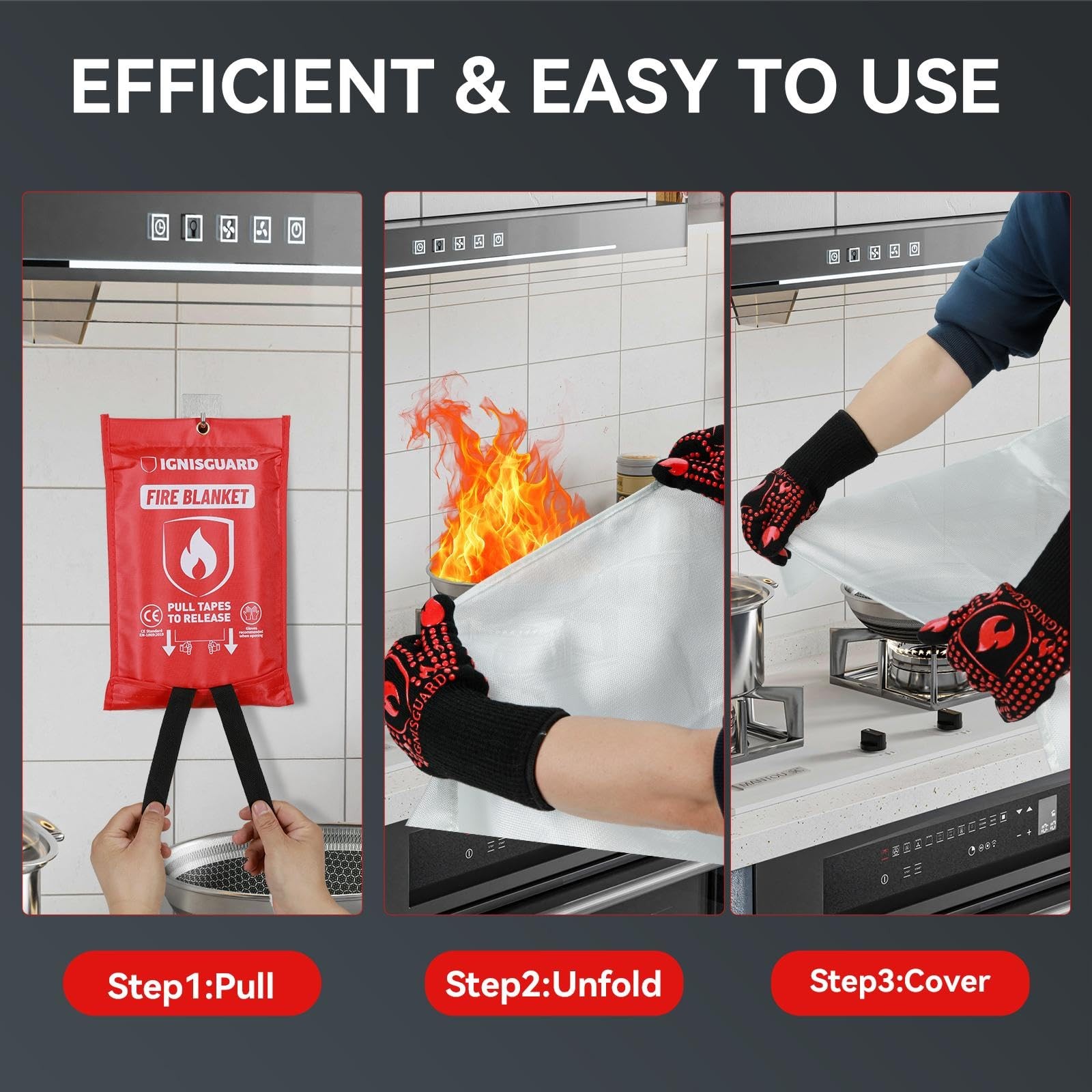 Fire Blankets Emergency for Home, 1 Pack 40″x40″, Fiberglass Emergency Fire B…