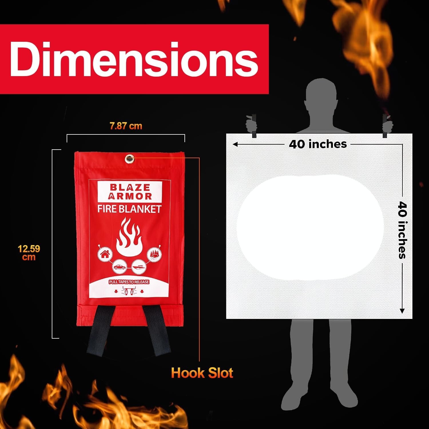 Blaze Armor Fire Blanket, Fire Suppression Blanket for Home, Fire Retardant
