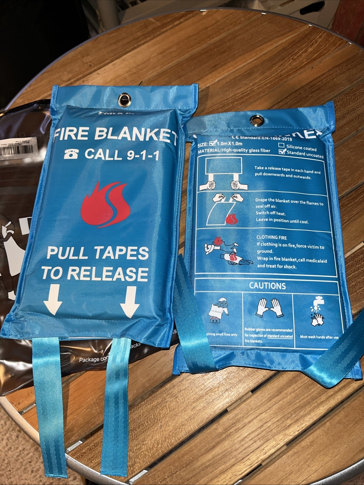 Black Pro Fire Blankets 2 pack Size 1.0M X 1.0M NWT