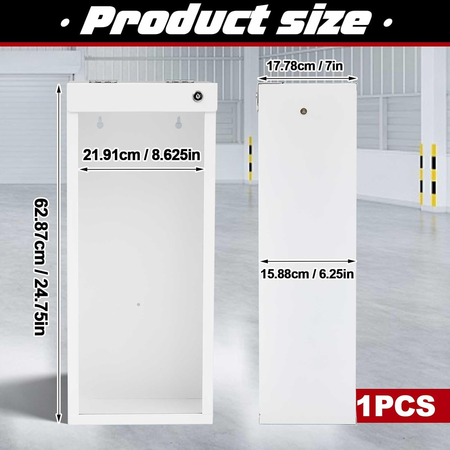 1 Pcs White Fire Extinguisher Cabinet Wall & Surface Mount 24-3/4″ H X 10-1/4″ W