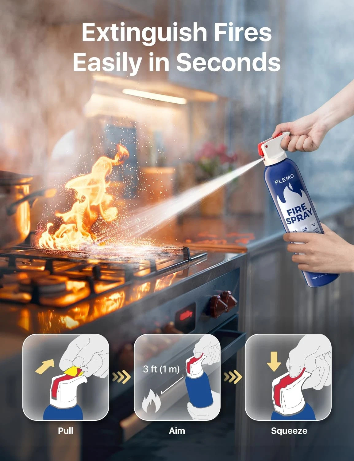 3 pk. Fire Extinguisher for Home, Compact Fire Extinguisher 620ml Fire Spray