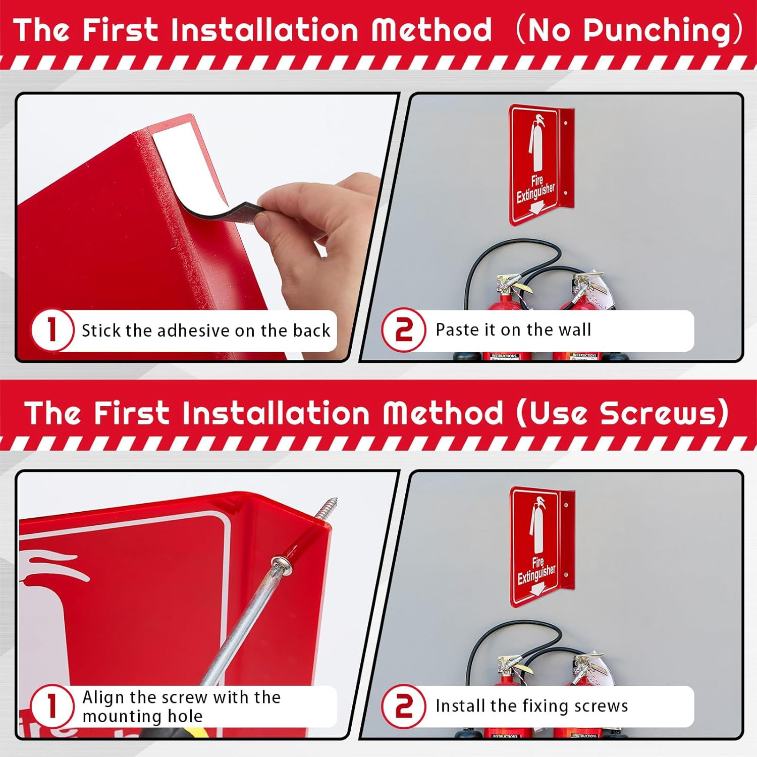 24 Pcs Fire Extinguisher Signs 6.3″ X 6.3″ Fire Extinguisher with Pre Drilled Mo