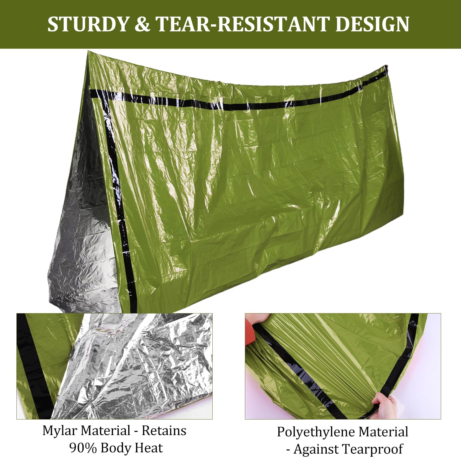 Emergency Sleeping Bag 2 Pack Portable Emergency Blanket for Survival Gear, T…