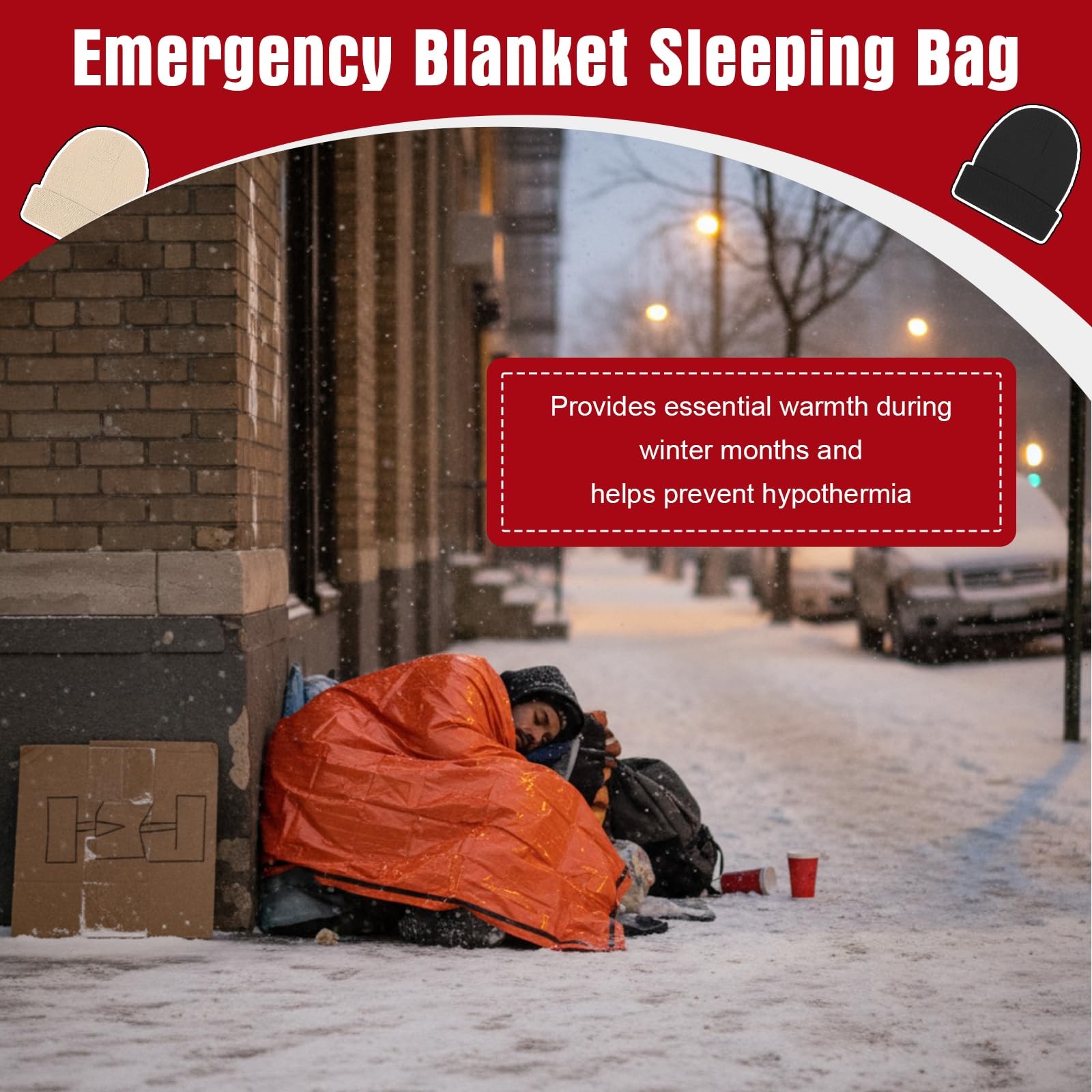 120 Pcs Homeless Care Package Supplies Bulk Winter Emergency Thermal Blankets…