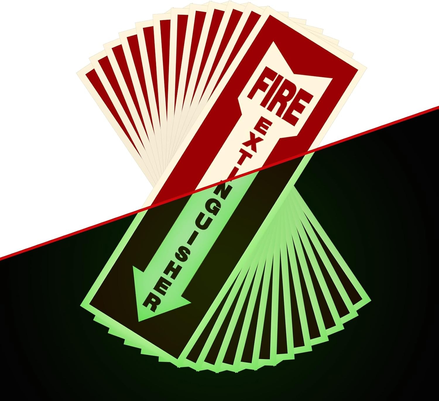 Fire Extinguisher Signs,Safety Sign Sticker glow in the dark 12 Pack 4″ X 12″ Du