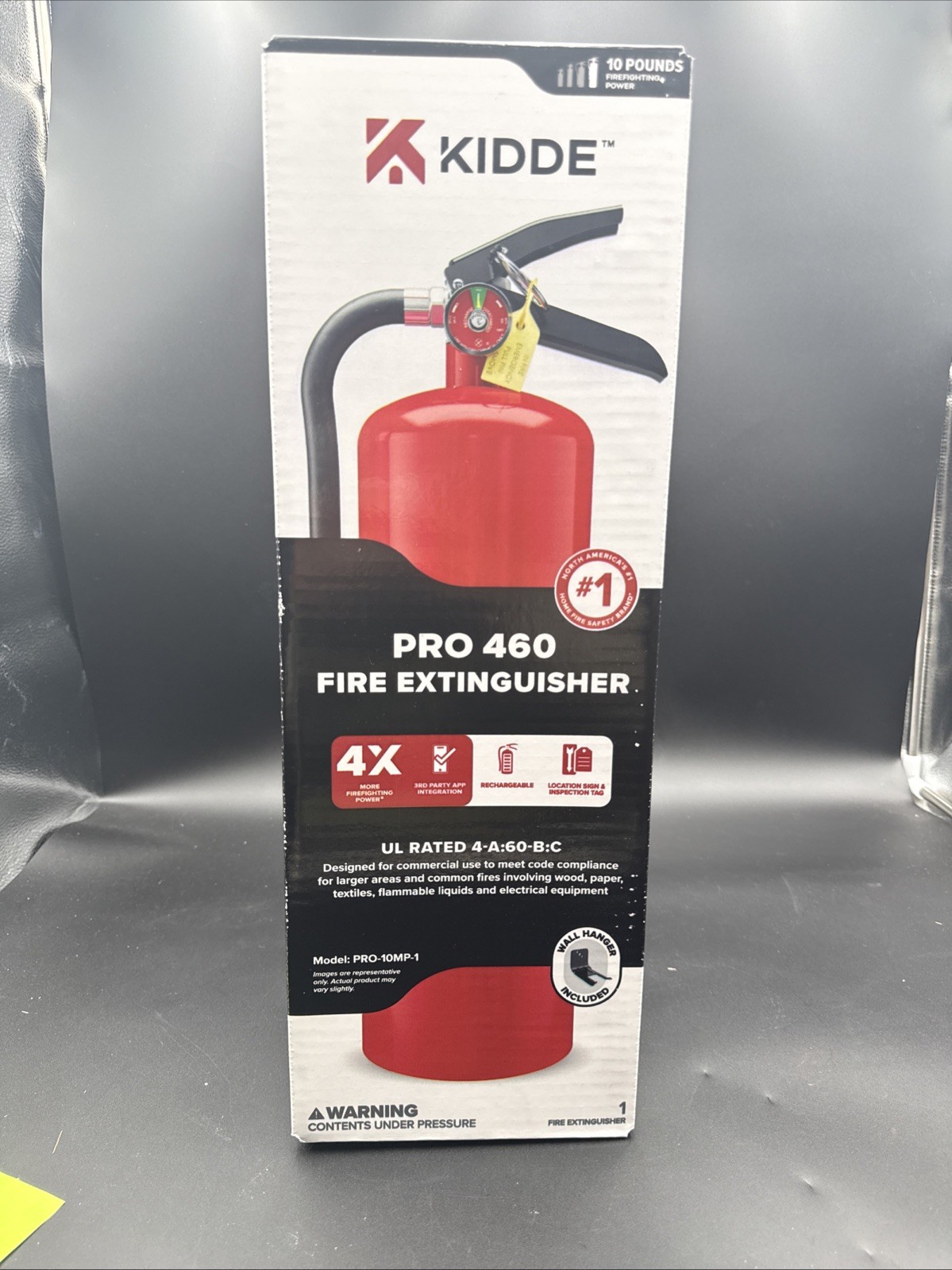 Kidde Pro 460 Fire Extinguisher PRO-10MP-1, UL Rate 4-A:60-B:C, With Wall Hanger