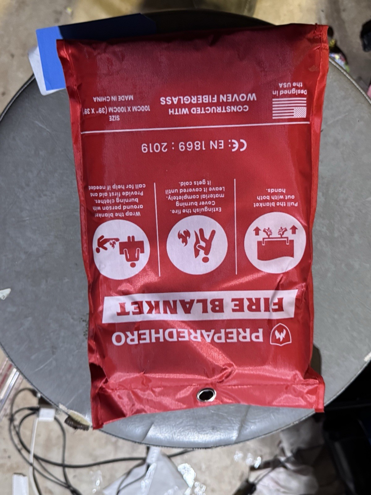 Prepared Hero Fire Blanket 39″×39″ — Fiberglass Home Emergency Safety Blanket