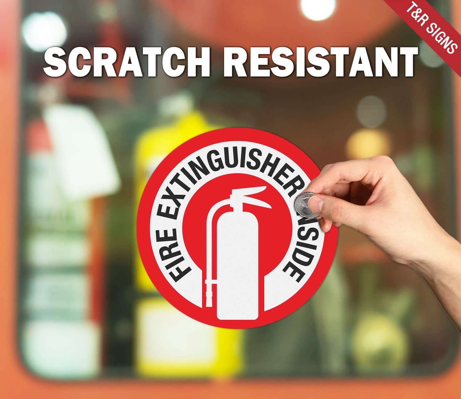 ✅🔥🧯Vinyl Fire Extinguisher Inside Sign Sticker 3″ Round Reflective Label UV