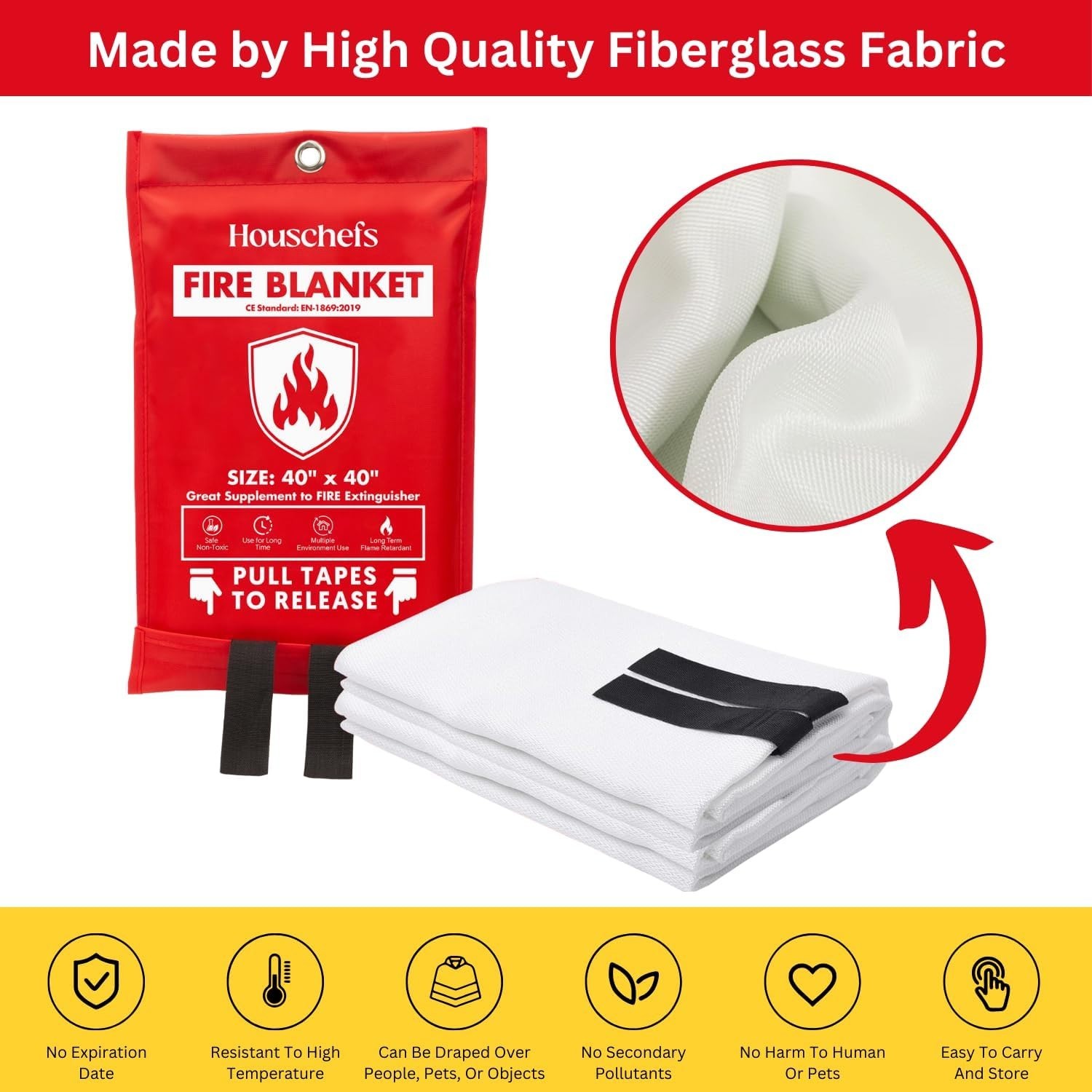 Emergency Fire Blanket – Fireproof 40” x 40” | 4 Pack for Home & Camping Safety