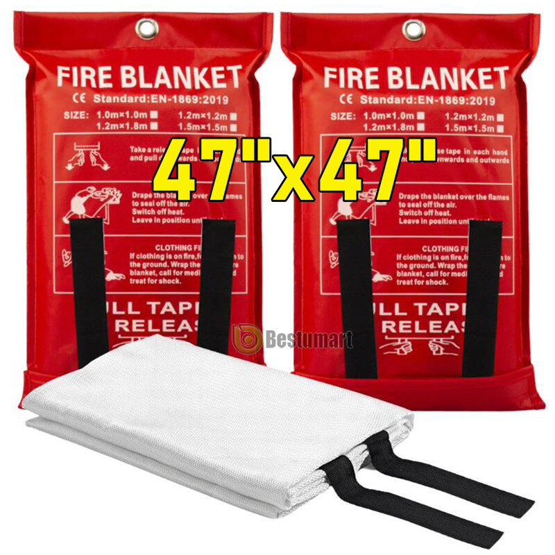 1~6 Packs FIRE BLANKET Fiberglass Emergency Home Retardant Prepared 47” X 47”