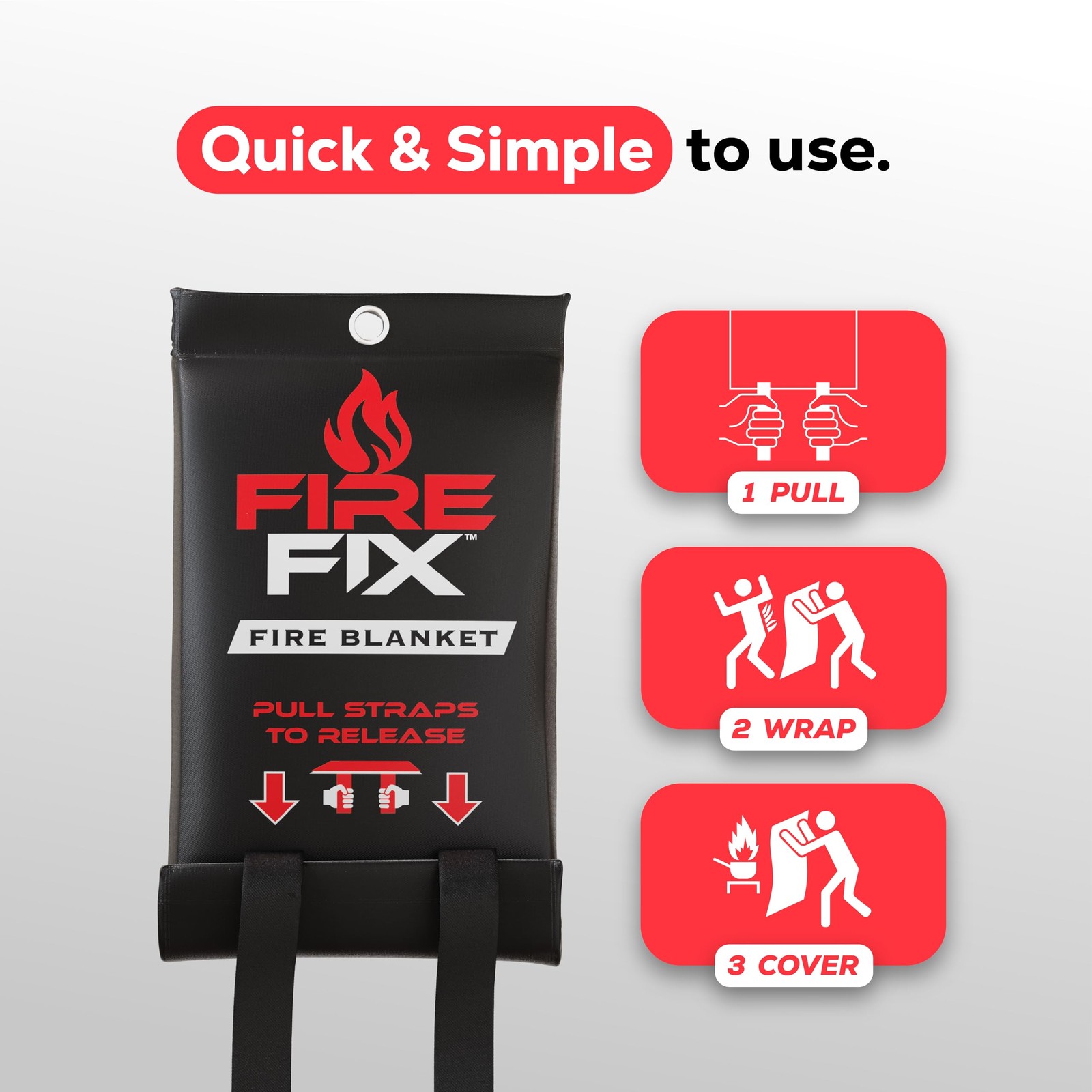 Fire Fix Emergency Fire Blanket for Home & Kitchen | 1-Pack + Mount | Fire