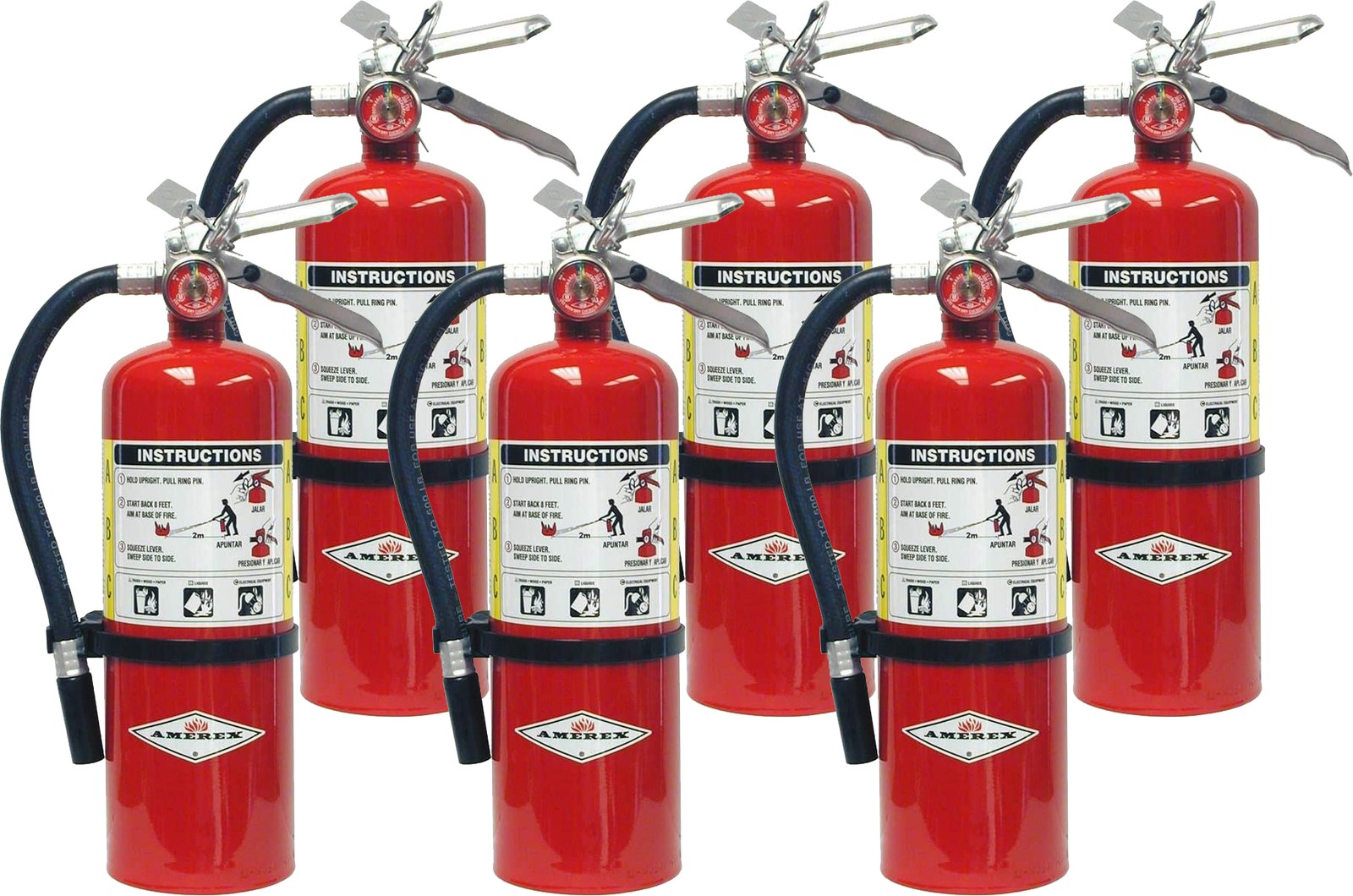 Amerex B402 5 lbs ABC Dry Chemical Fire Extinguisher with Wall Bracket – 6 Pack