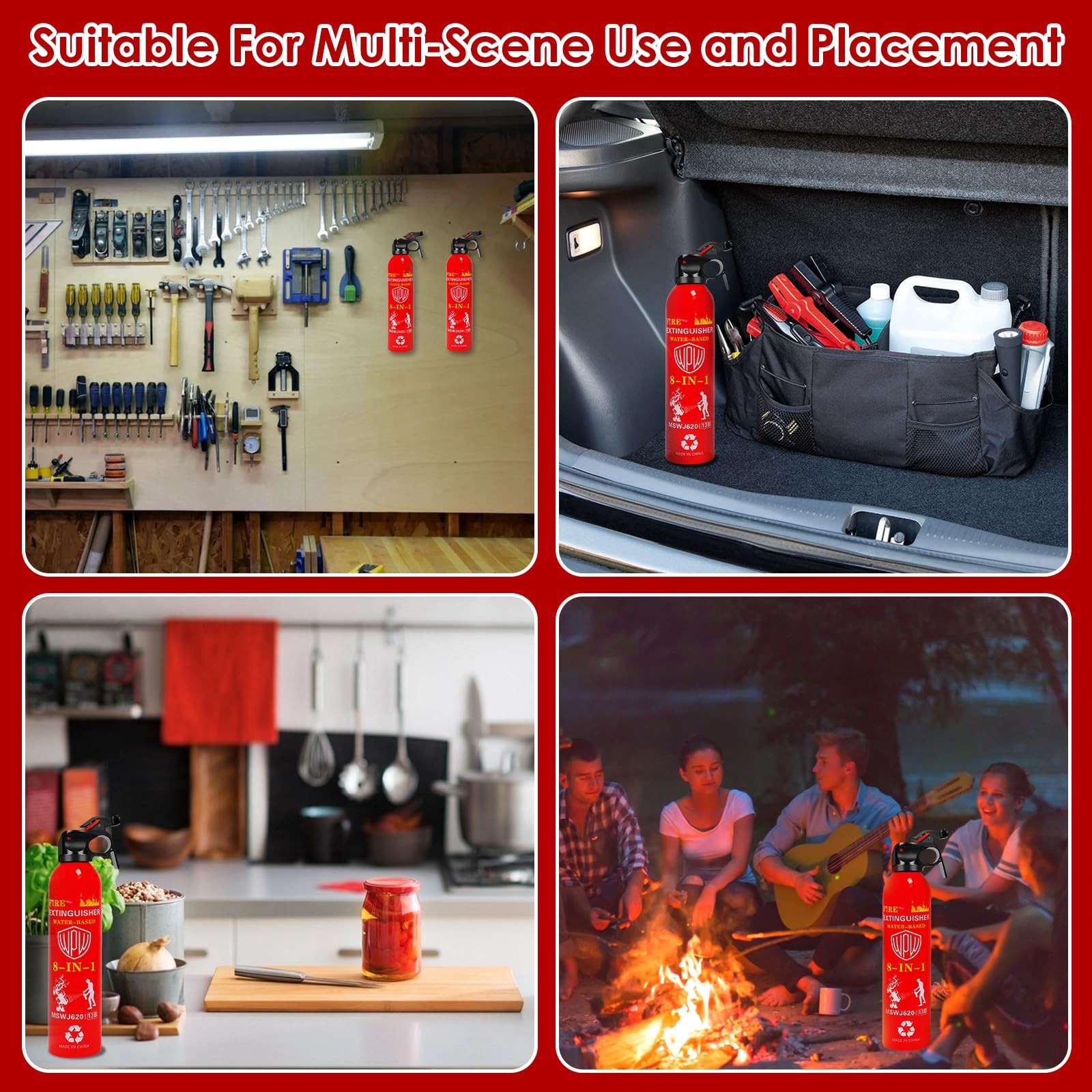 620ml Large Upgraded 8-in-1 Fire Extinguisher for Home with Wall Mount Portab…
