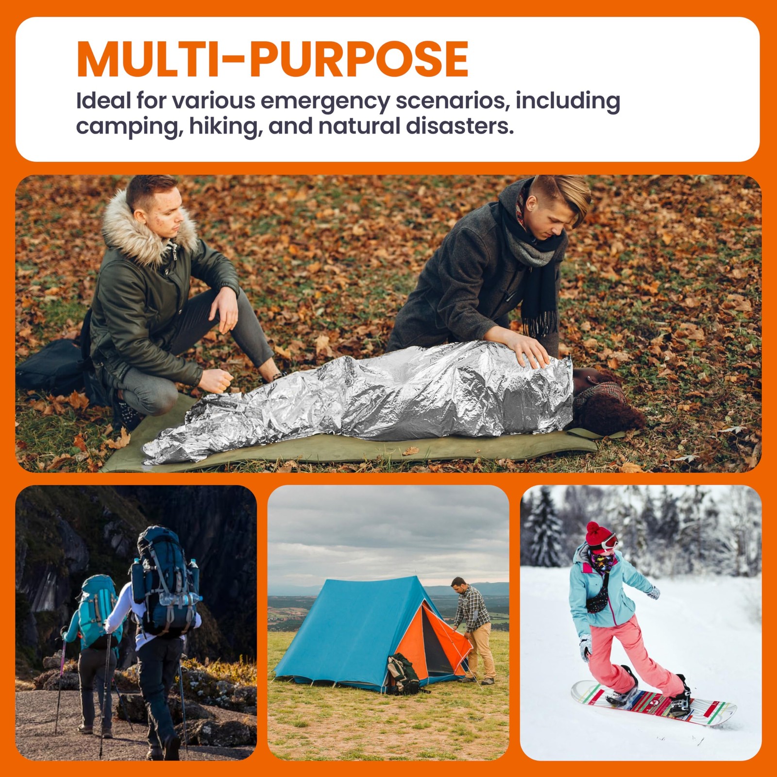 Emergency Blanket, Mylar Thermal Space Blanket for Survival Gear, 4 Pack, 82 …