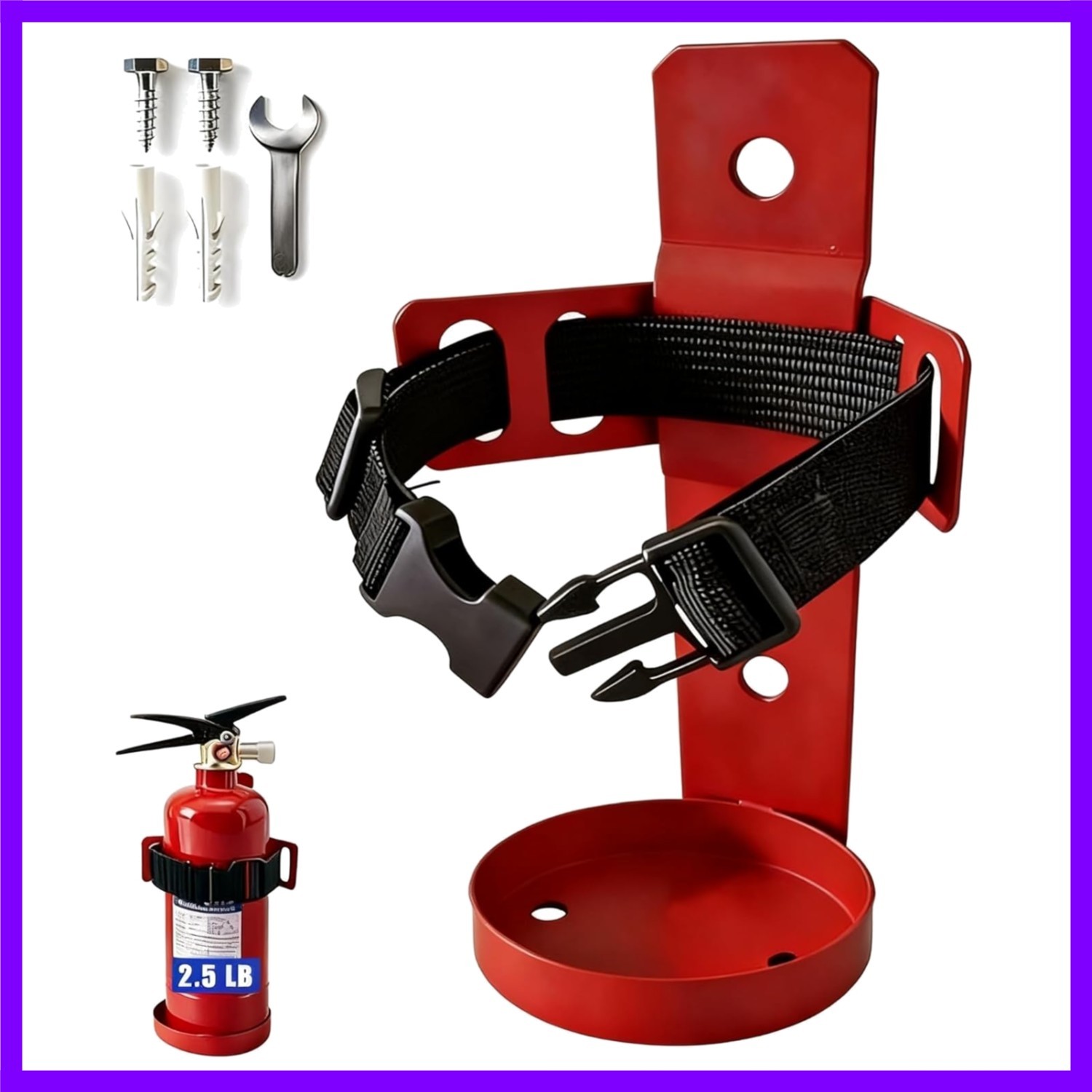 2.5LB Fire Extinguisher Mount, Heavy Duty Quick Release Metal Wall Mount Brac…