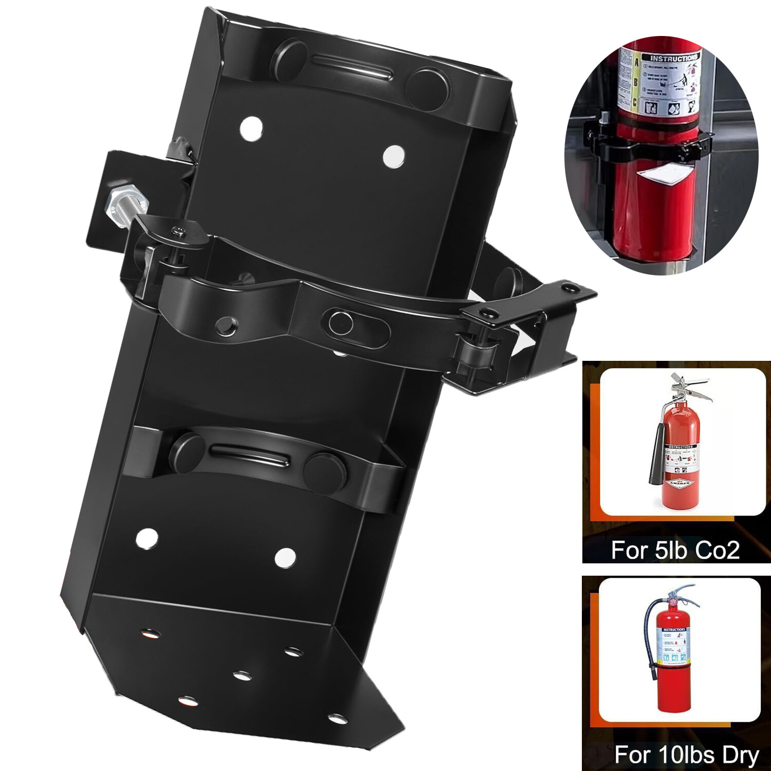 for 10lb Dry & 5lb Co2 Heavy Duty Fire Extinguisher Vehicle Bracket Replace 809