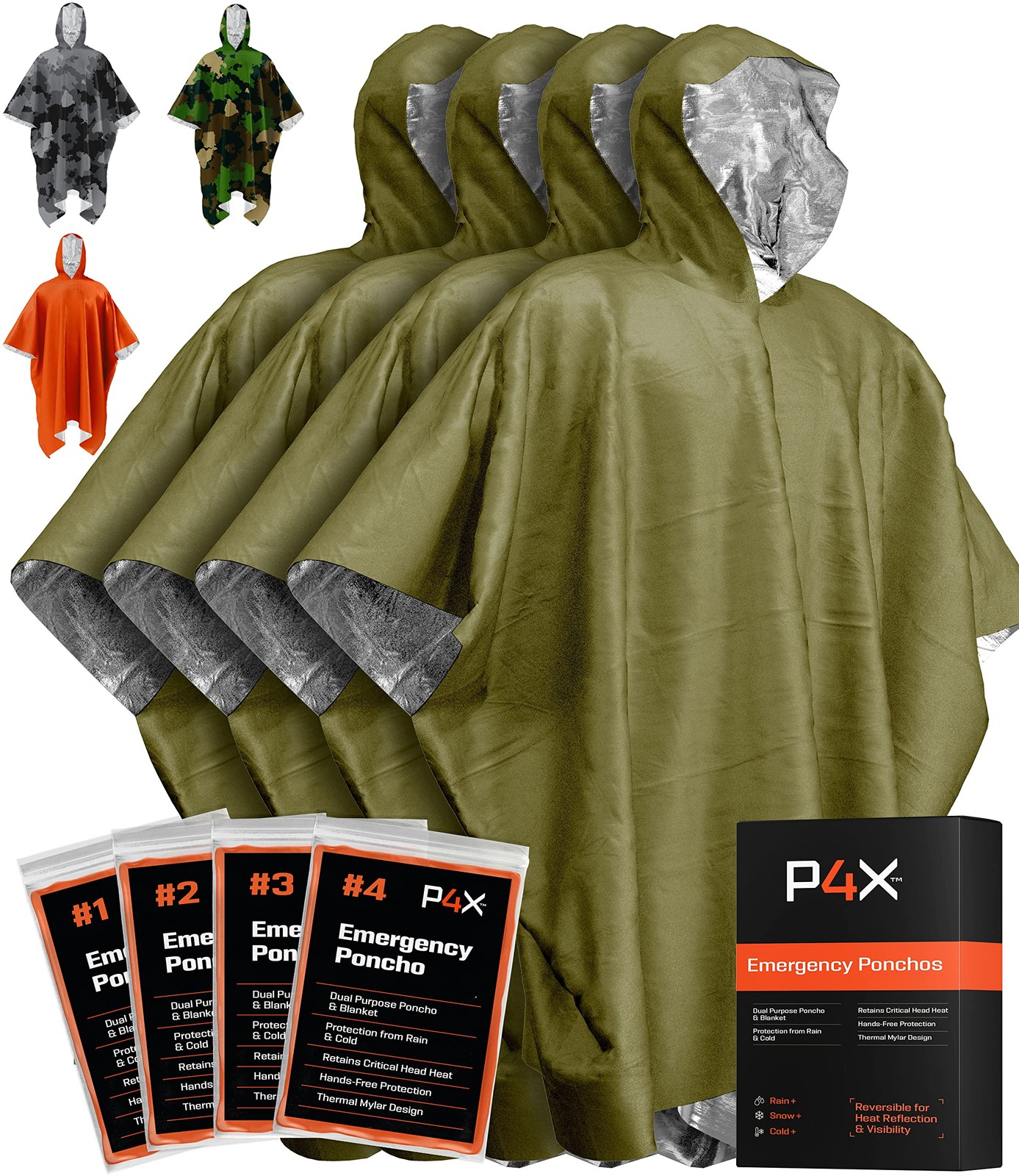 Emergency Poncho with Mylar Blanket Liner – Heavy Duty, Waterproof, Wind-Resi…