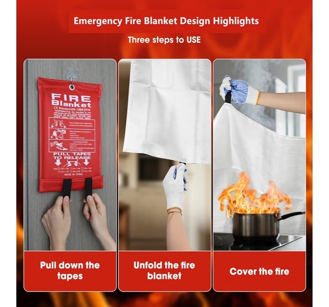 Fire Blankets Emergency 4 Pcs Safety Fiberglass Emergency Blankets Fire